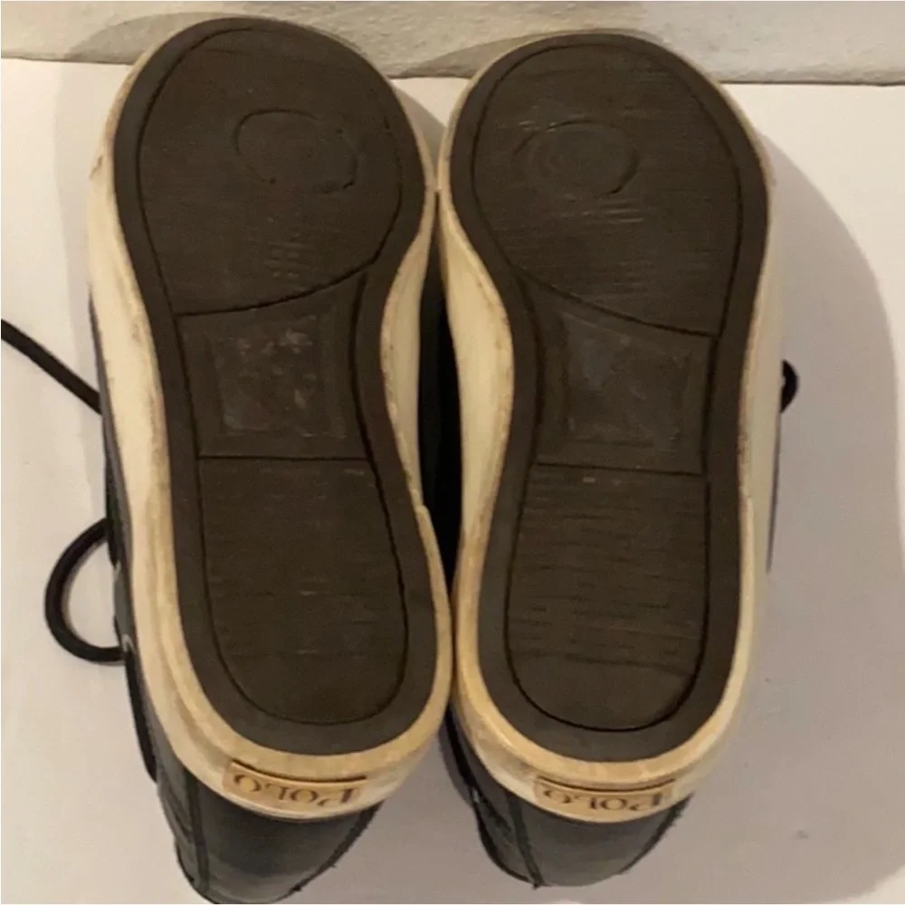 Authentic Polo Ralph Lauren men's leather & canvas designer boat shoes sz 12